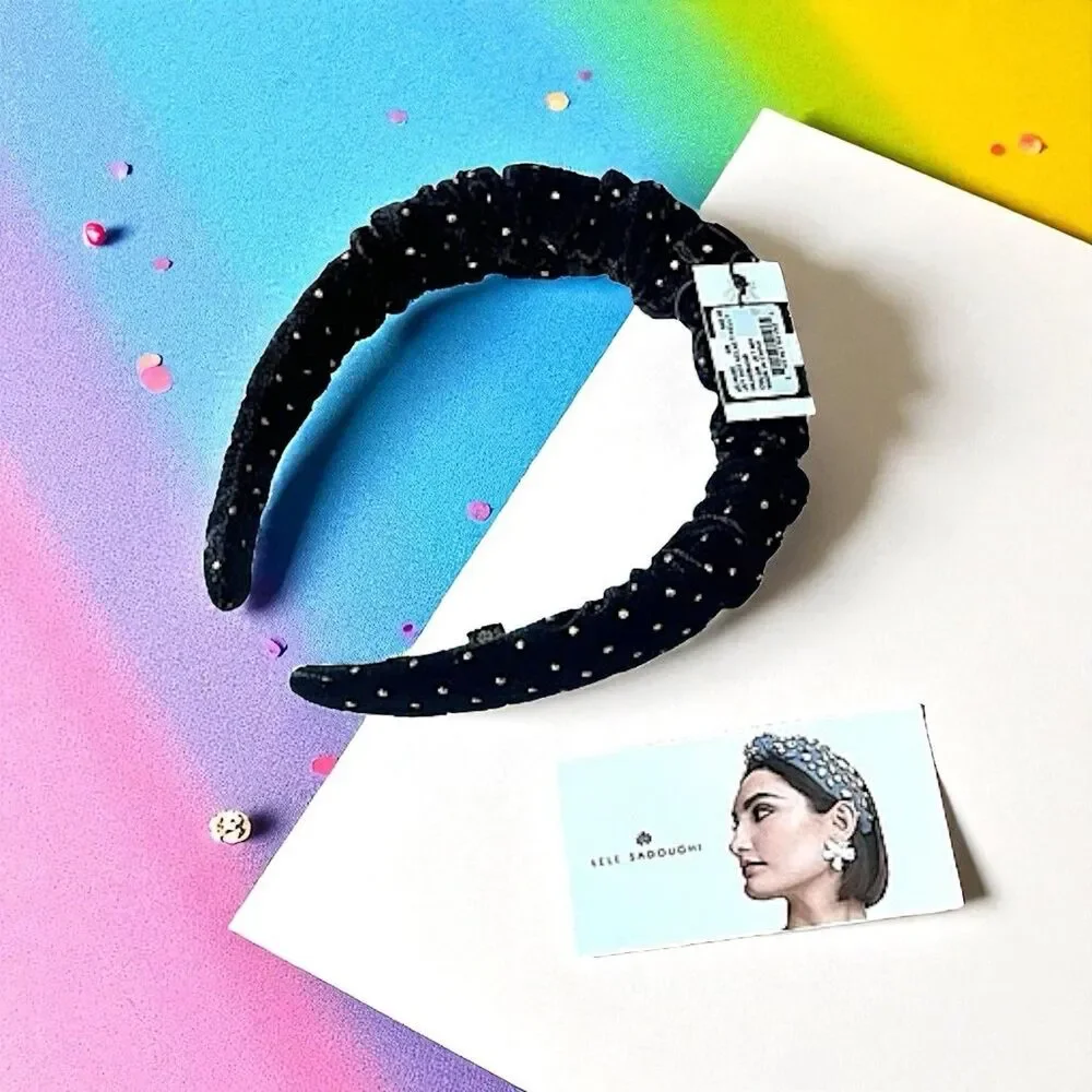 LELE SADOUGHI Jet Dot Velvet Kelly Headband BRAND NEW WITH TAGS RV $85
